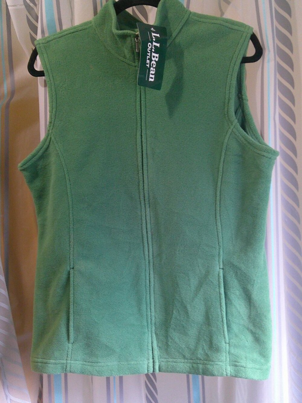 NWT "L.L.BEAN" Trail Model Polartec Fleece VEST Zip Front Dark Fern Woman L